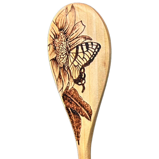 Wooden Spoon - Butterfly on Sunflower
