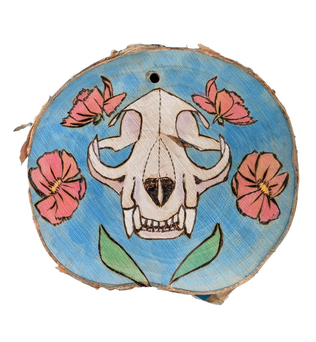 Cat Skull with Cosmos Ornament