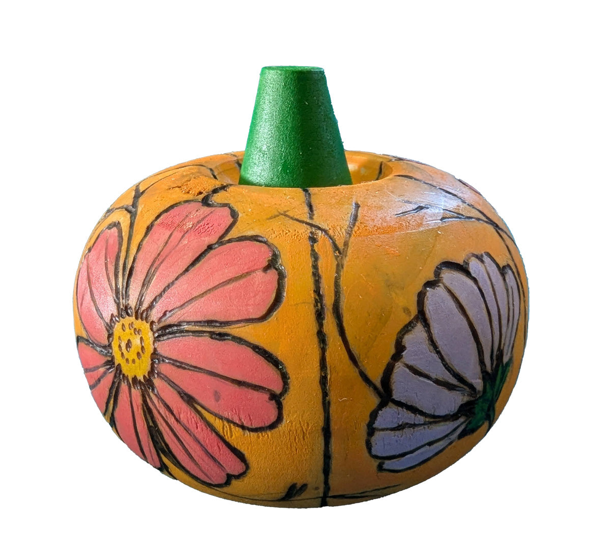 3D Wood Pumpkin with Cosmos