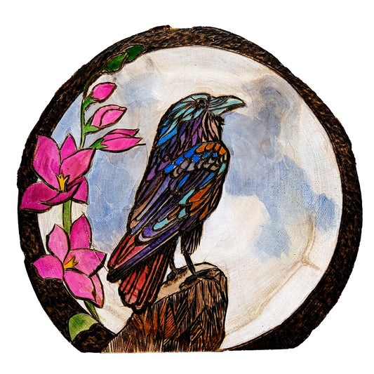 Spring Raven with Freesia and Full Moon