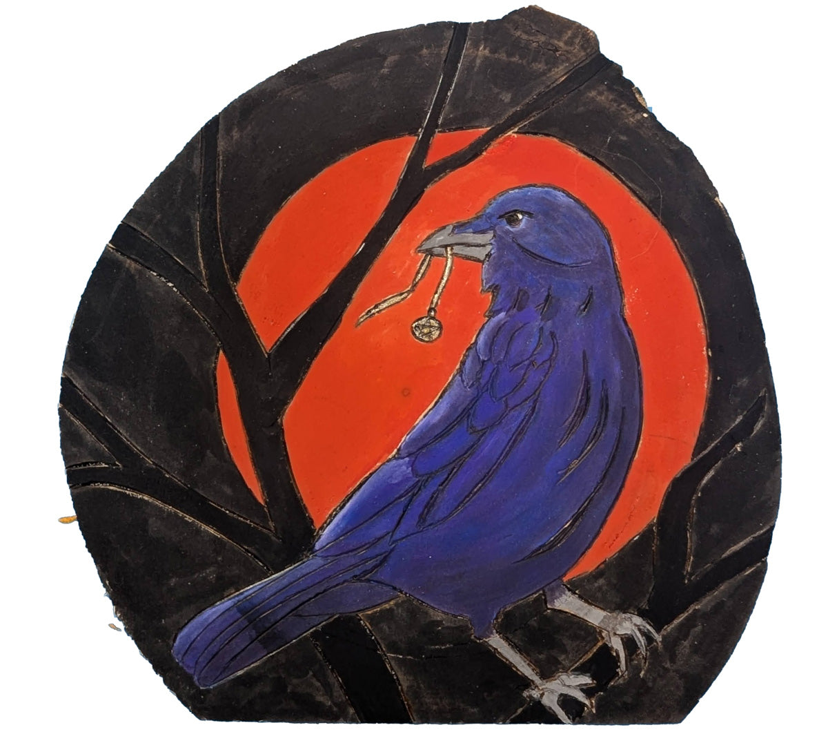 Raven with Pentacle and Blood Moon