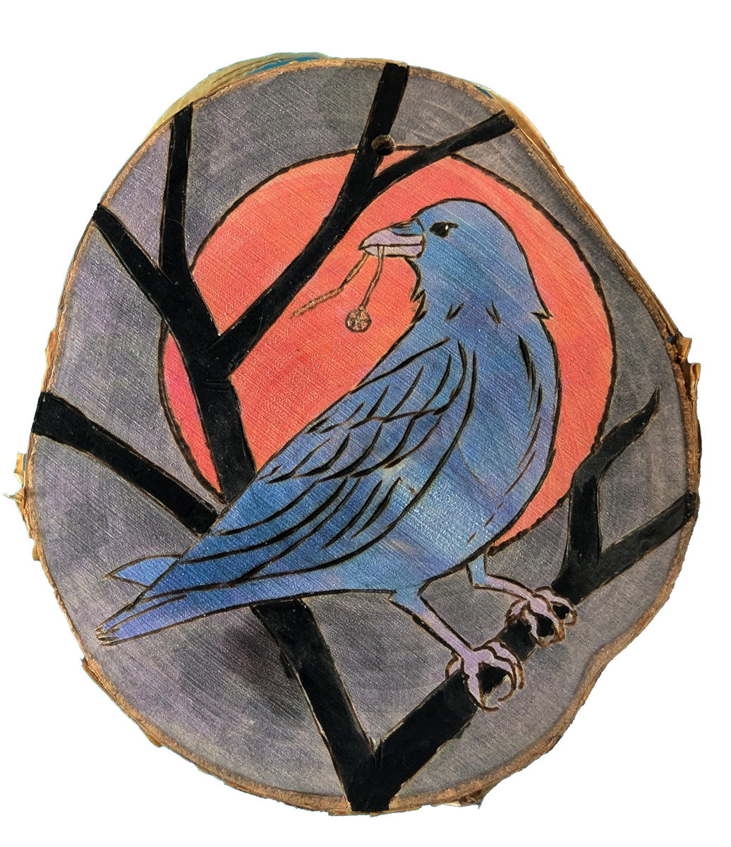 Raven with Pentacle and Blood Moon Ornament