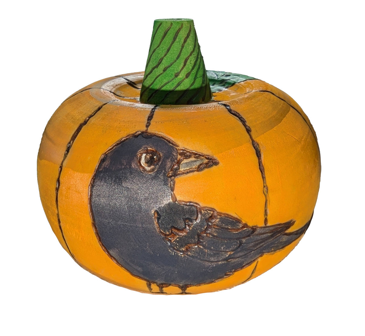 3D Wood Pumpkin with Crow